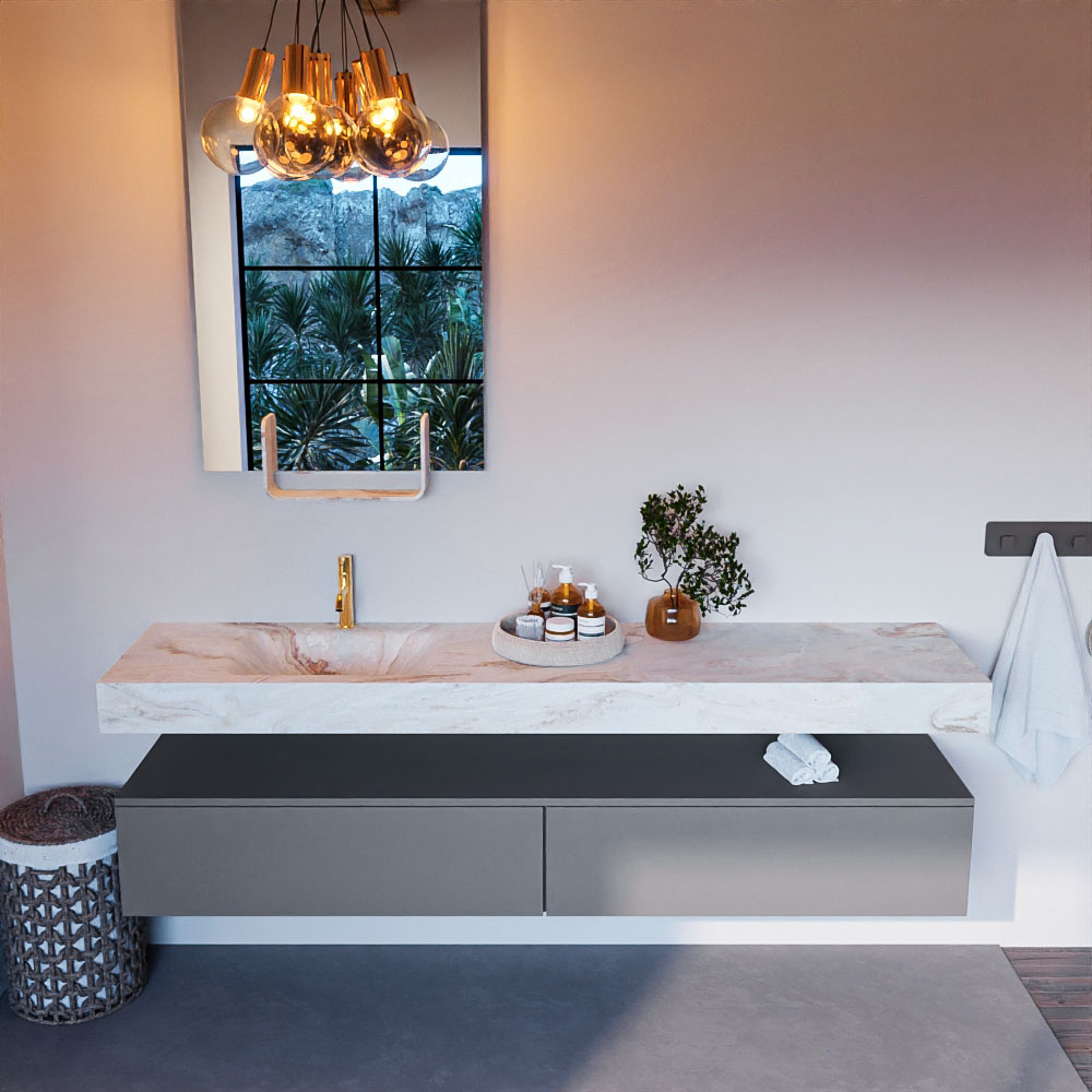 MONDIAZ ALAN-DLUX 200cm mueble de baño Plata 2 cajones. Lavabo CLOUD Izquierda 1 orificio color Frappe. 2 MONDIAZ ALAN-DLUX 200cm mueble de baño Plata 2 cajones. Lavabo CLOUD Izquierda 1 orificio color Frappe. - Imagen 2
