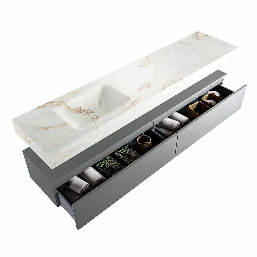 MONDIAZ ALAN-DLUX 200cm mueble de baño Plata 2 cajones. Lavabo CLOUD Izquierda 1 orificio color Frappe. 6 MONDIAZ ALAN-DLUX 200cm mueble de baño Plata 2 cajones. Lavabo CLOUD Izquierda 1 orificio color Frappe. - Imagen 6
