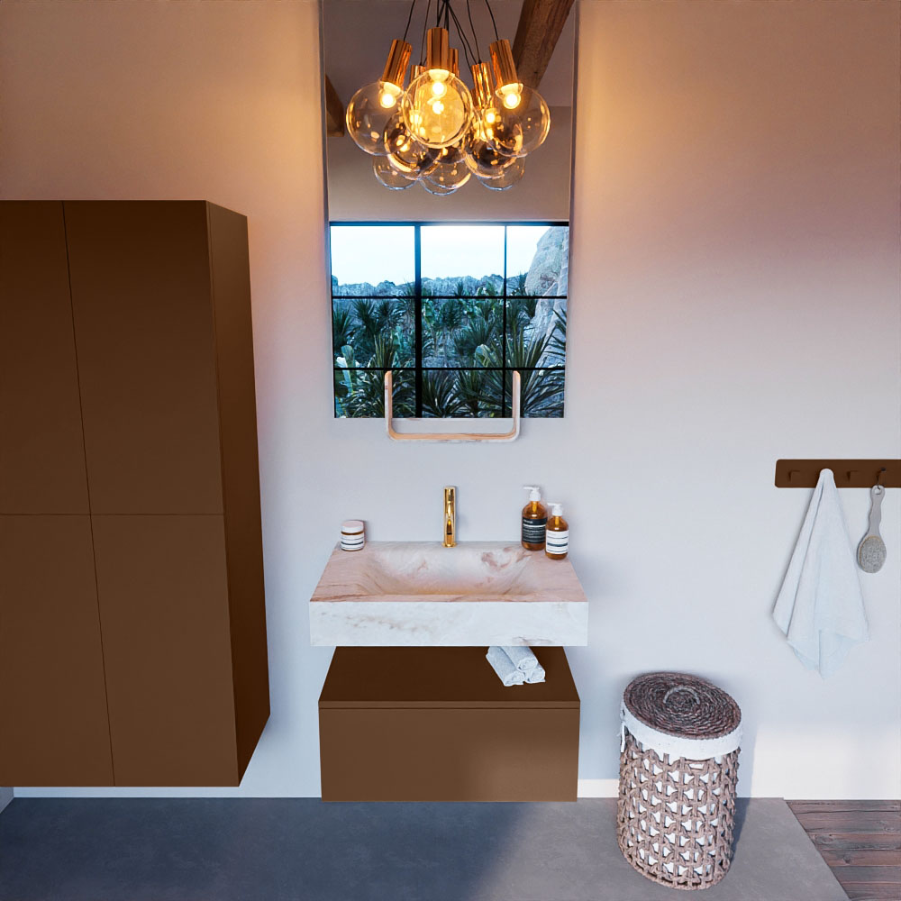 MONDIAZ ALAN-DLUX 70cm mueble de baño Rust 1 cajón. Lavabo CLOUD Centro 1 orificio color Frappe. 2 MONDIAZ ALAN-DLUX 70cm mueble de baño Rust 1 cajón. Lavabo CLOUD Centro 1 orificio color Frappe. - Imagen 2