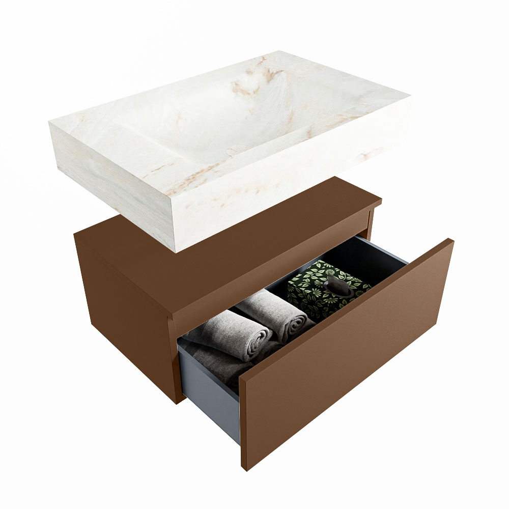 MONDIAZ ALAN-DLUX 70cm mueble de baño Rust 1 cajón. Lavabo CLOUD Centro 1 orificio color Frappe. 6 MONDIAZ ALAN-DLUX 70cm mueble de baño Rust 1 cajón. Lavabo CLOUD Centro 1 orificio color Frappe. - Imagen 6
