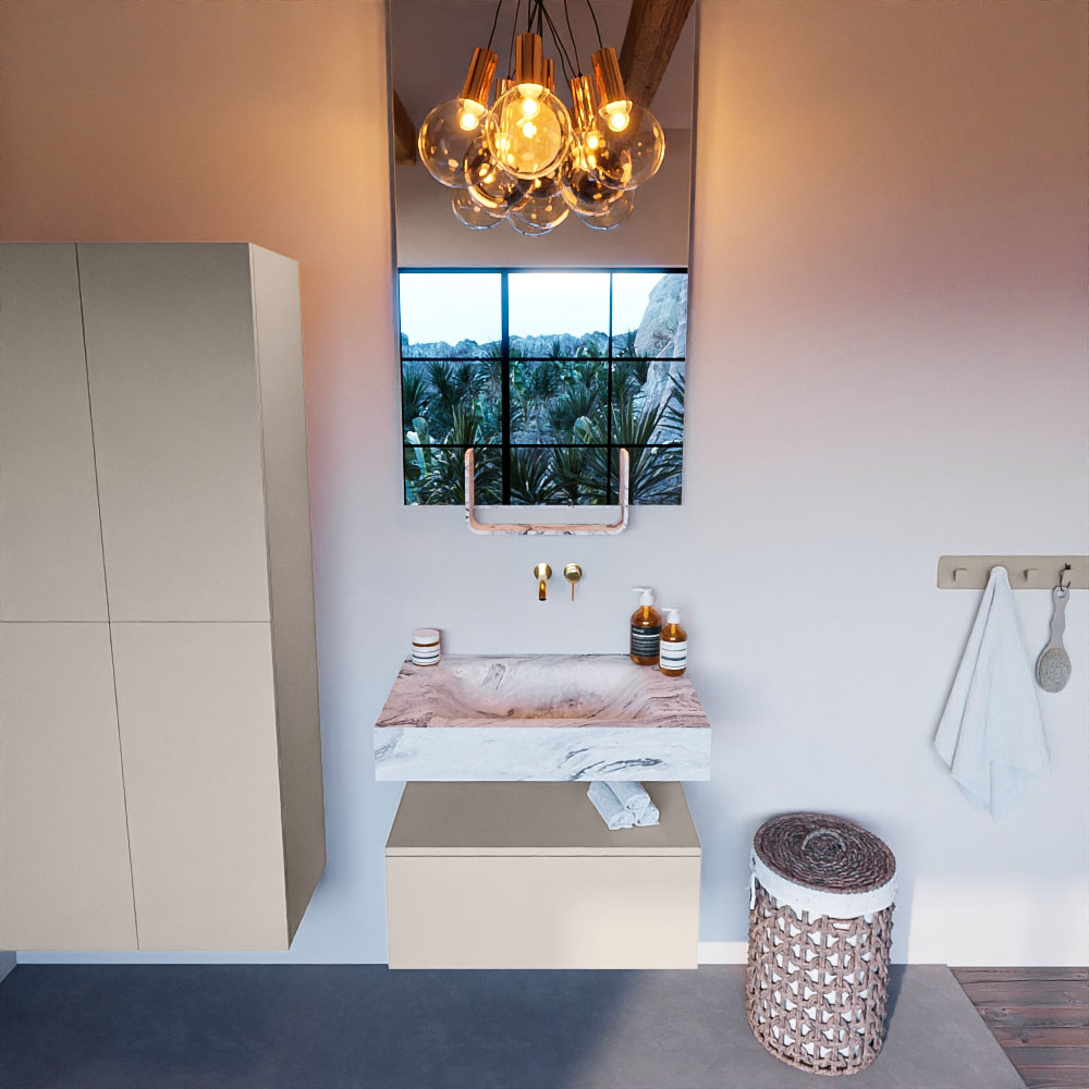 MONDIAZ ALAN-DLUX 70cm mueble de baño Linen 1 cajón. Lavabo CLOUD Centro sin orificios color Glace. 2 MONDIAZ ALAN-DLUX 70cm mueble de baño Linen 1 cajón. Lavabo CLOUD Centro sin orificios color Glace. - Imagen 2