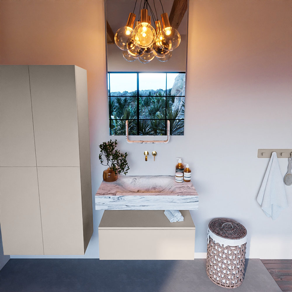 MONDIAZ ALAN-DLUX 80cm mueble de baño Linen 1 cajón. Lavabo CLOUD Centro sin orificios color Glace. 2 MONDIAZ ALAN-DLUX 80cm mueble de baño Linen 1 cajón. Lavabo CLOUD Centro sin orificios color Glace. - Imagen 2
