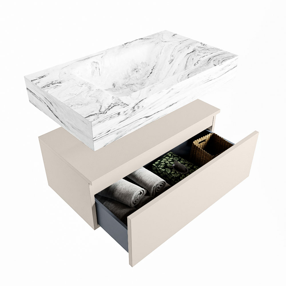 MONDIAZ ALAN-DLUX 80cm mueble de baño Linen 1 cajón. Lavabo CLOUD Centro sin orificios color Glace. 6 MONDIAZ ALAN-DLUX 80cm mueble de baño Linen 1 cajón. Lavabo CLOUD Centro sin orificios color Glace. - Imagen 6