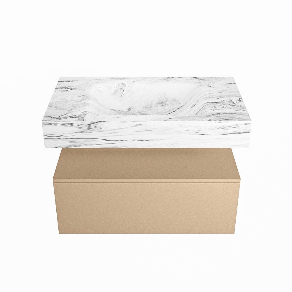 MONDIAZ ALAN-DLUX 80cm mueble de baño Oro 1 cajón. Lavabo CLOUD Centro sin orificios color Glace. 4 MONDIAZ ALAN-DLUX 80cm mueble de baño Oro 1 cajón. Lavabo CLOUD Centro sin orificios color Glace. - Imagen 4