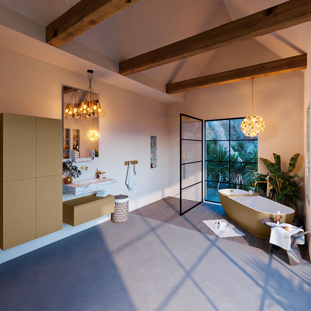 MONDIAZ ALAN-DLUX 80cm mueble de baño Oro 1 cajón. Lavabo CLOUD Centro sin orificios color Glace. 3 MONDIAZ ALAN-DLUX 80cm mueble de baño Oro 1 cajón. Lavabo CLOUD Centro sin orificios color Glace. - Imagen 3