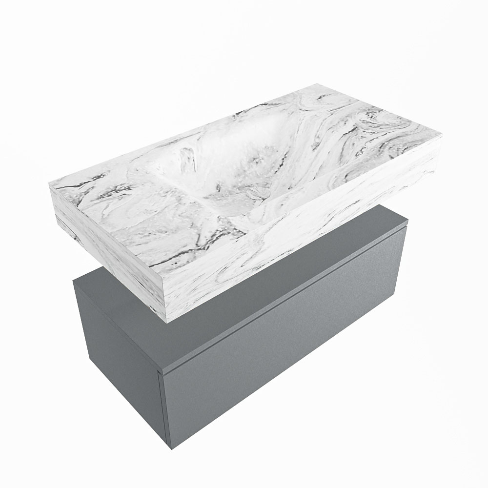 MONDIAZ ALAN-DLUX 90cm mueble de baño Plata 1 cajón. Lavabo CLOUD Centro 1 orificio color Glace. 5 MONDIAZ ALAN-DLUX 90cm mueble de baño Plata 1 cajón. Lavabo CLOUD Centro 1 orificio color Glace. - Imagen 5
