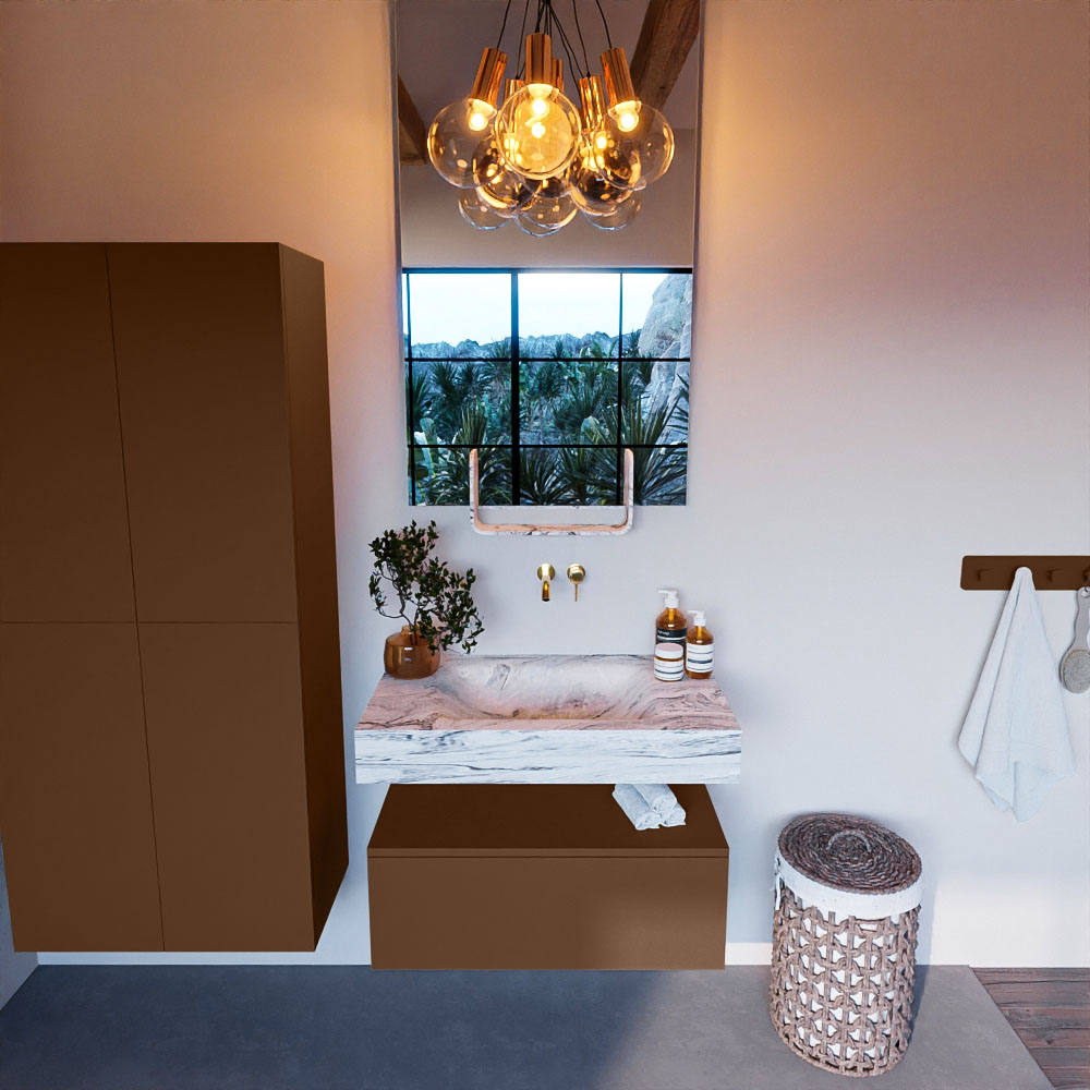 MONDIAZ ALAN-DLUX 80cm mueble de baño Rust 1 cajón. Lavabo CLOUD Centro sin orificios color Glace. 2 MONDIAZ ALAN-DLUX 80cm mueble de baño Rust 1 cajón. Lavabo CLOUD Centro sin orificios color Glace. - Imagen 2