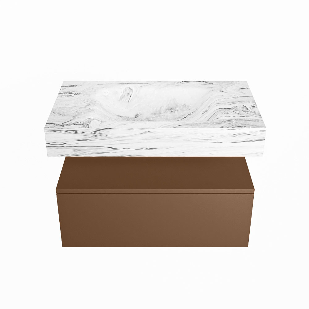 MONDIAZ ALAN-DLUX 80cm mueble de baño Rust 1 cajón. Lavabo CLOUD Centro sin orificios color Glace. 4 MONDIAZ ALAN-DLUX 80cm mueble de baño Rust 1 cajón. Lavabo CLOUD Centro sin orificios color Glace. - Imagen 4