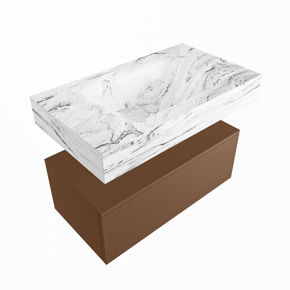 MONDIAZ ALAN-DLUX 80cm mueble de baño Rust 1 cajón. Lavabo CLOUD Centro sin orificios color Glace. 5 MONDIAZ ALAN-DLUX 80cm mueble de baño Rust 1 cajón. Lavabo CLOUD Centro sin orificios color Glace. - Imagen 5