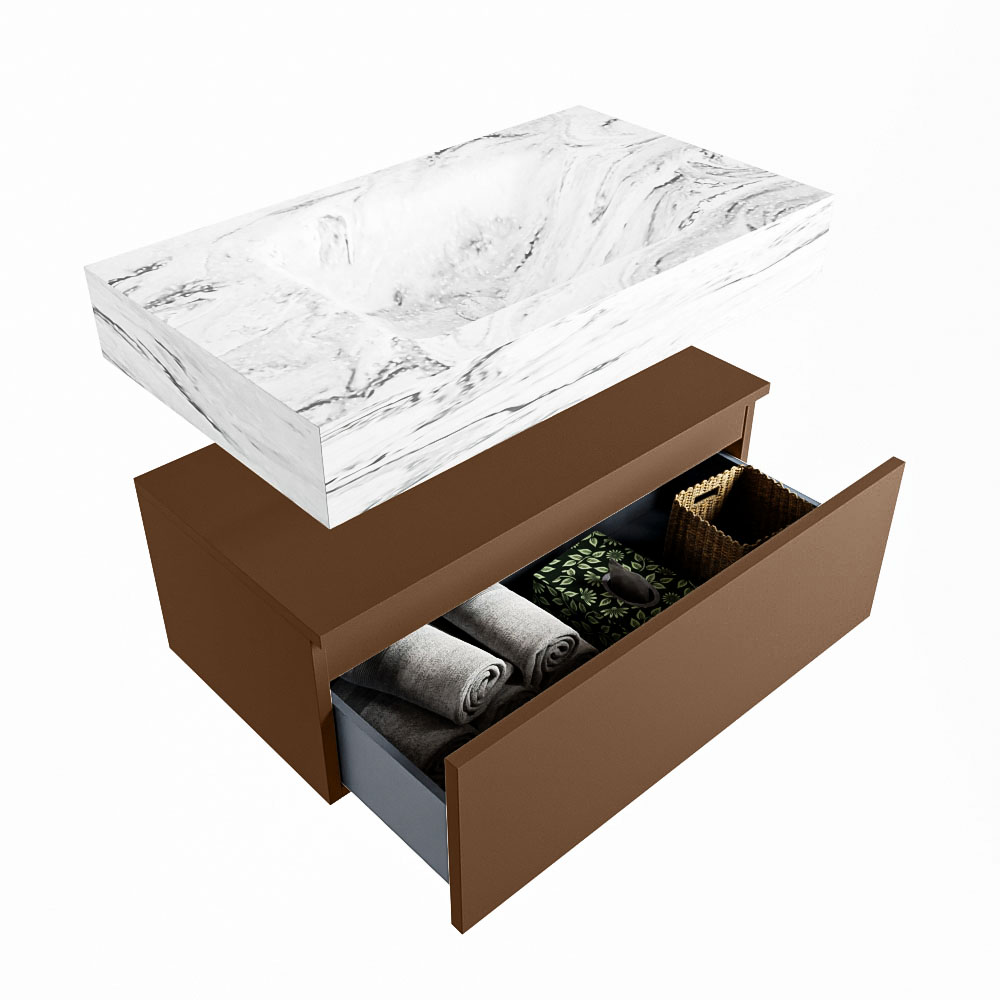 MONDIAZ ALAN-DLUX 80cm mueble de baño Rust 1 cajón. Lavabo CLOUD Centro sin orificios color Glace. 6 MONDIAZ ALAN-DLUX 80cm mueble de baño Rust 1 cajón. Lavabo CLOUD Centro sin orificios color Glace. - Imagen 6