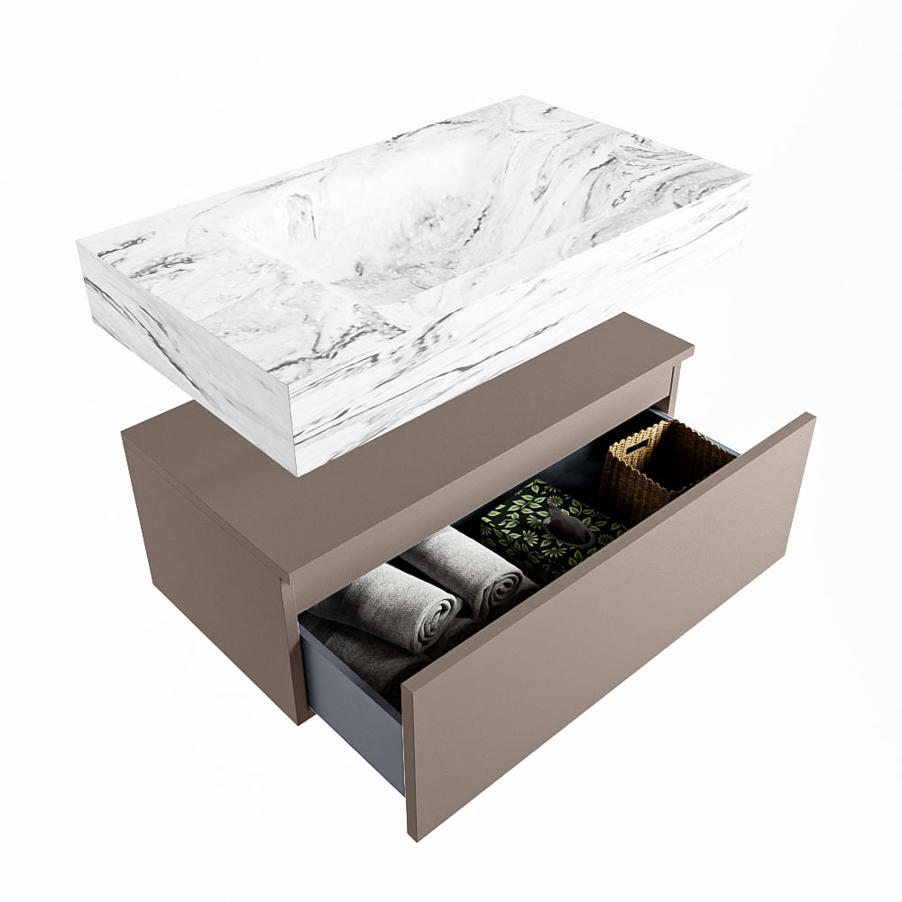 MONDIAZ ALAN-DLUX 80cm mueble de baño Smoke 1 cajón. Lavabo CLOUD Centro 1 orificio color Glace. 6 MONDIAZ ALAN-DLUX 80cm mueble de baño Smoke 1 cajón. Lavabo CLOUD Centro 1 orificio color Glace. - Imagen 6