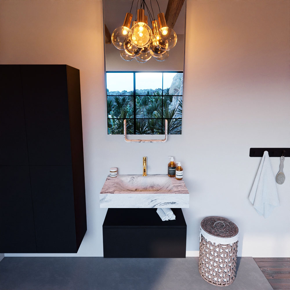MONDIAZ ALAN-DLUX 70cm mueble de baño Urban 1 cajón. Lavabo CLOUD Centro 1 orificio color Glace. 2 MONDIAZ ALAN-DLUX 70cm mueble de baño Urban 1 cajón. Lavabo CLOUD Centro 1 orificio color Glace. - Imagen 2