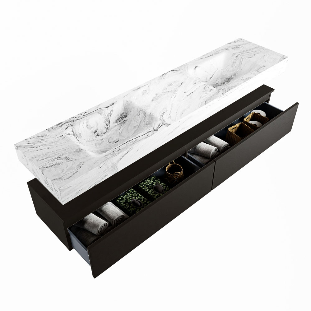 MONDIAZ ALAN-DLUX 200cm mueble de baño Urban 2 cajones. Lavabo CLOUD Doble sin orificios color Glace. 6 MONDIAZ ALAN-DLUX 200cm mueble de baño Urban 2 cajones. Lavabo CLOUD Doble sin orificios color Glace. - Imagen 6