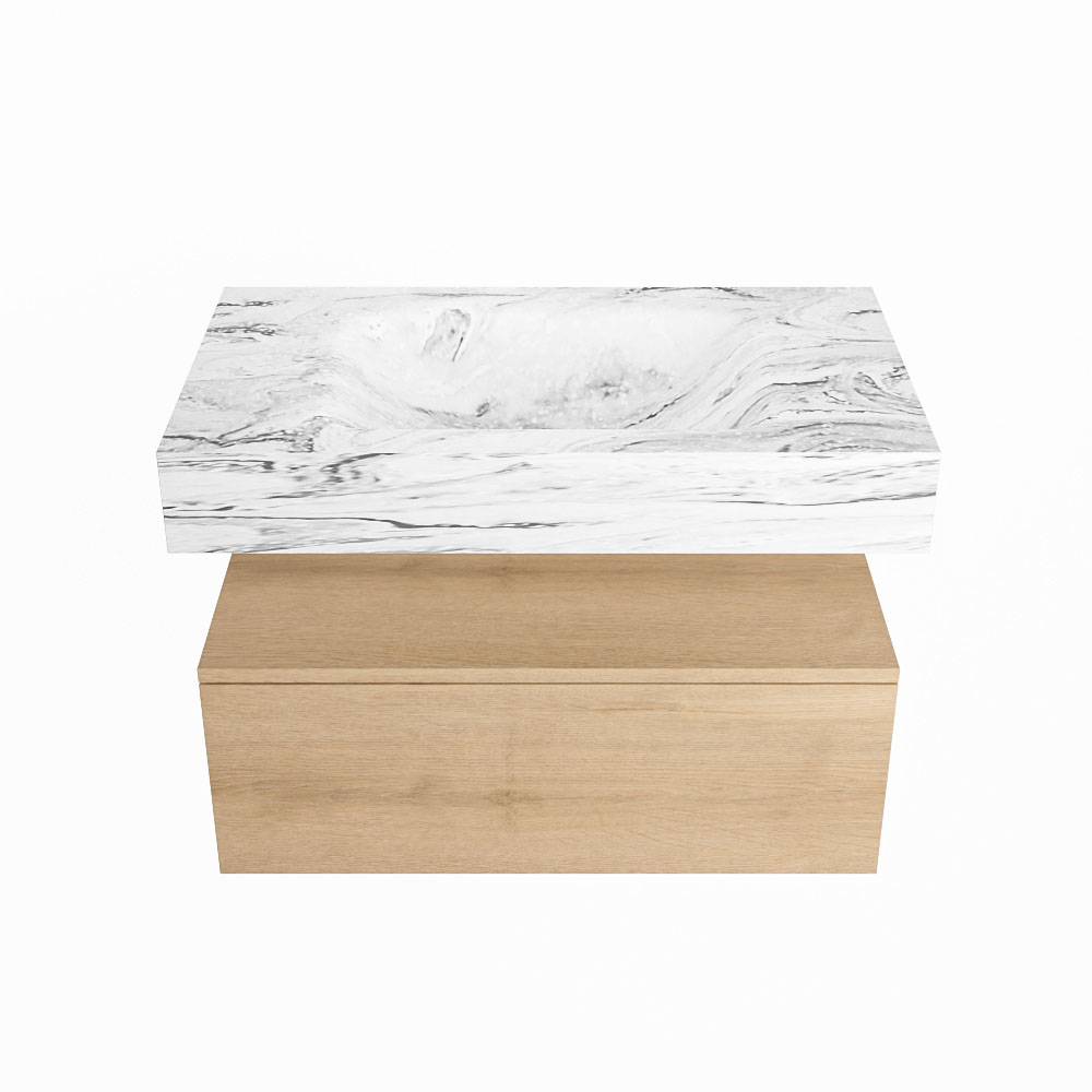 MONDIAZ ALAN-DLUX 80cm mueble de baño Washed Oak 1 cajón. Lavabo CLOUD Centro 1 orificio color Glace. 4 MONDIAZ ALAN-DLUX 80cm mueble de baño Washed Oak 1 cajón. Lavabo CLOUD Centro 1 orificio color Glace. - Imagen 4