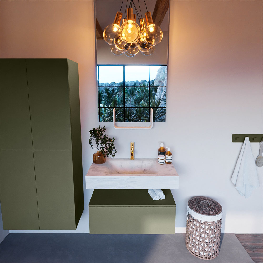 MONDIAZ ALAN-DLUX 80cm mueble de baño Army 1 cajón. Lavabo CLOUD Centro 1 orificio color Opalo. 2 MONDIAZ ALAN-DLUX 80cm mueble de baño Army 1 cajón. Lavabo CLOUD Centro 1 orificio color Opalo. - Imagen 2