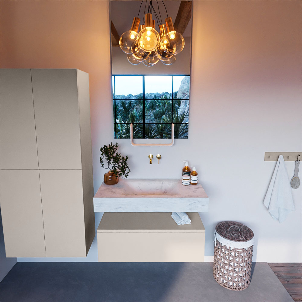 MONDIAZ ALAN-DLUX 90cm mueble de baño Linen 1 cajón. Lavabo CLOUD Centro sin orificios color Opalo. 2 MONDIAZ ALAN-DLUX 90cm mueble de baño Linen 1 cajón. Lavabo CLOUD Centro sin orificios color Opalo. - Imagen 2