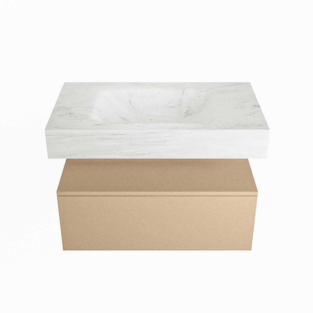 MONDIAZ ALAN-DLUX 80cm mueble de baño Oro 1 cajón. Lavabo CLOUD Centro sin orificios color Opalo. 4 MONDIAZ ALAN-DLUX 80cm mueble de baño Oro 1 cajón. Lavabo CLOUD Centro sin orificios color Opalo. - Imagen 4
