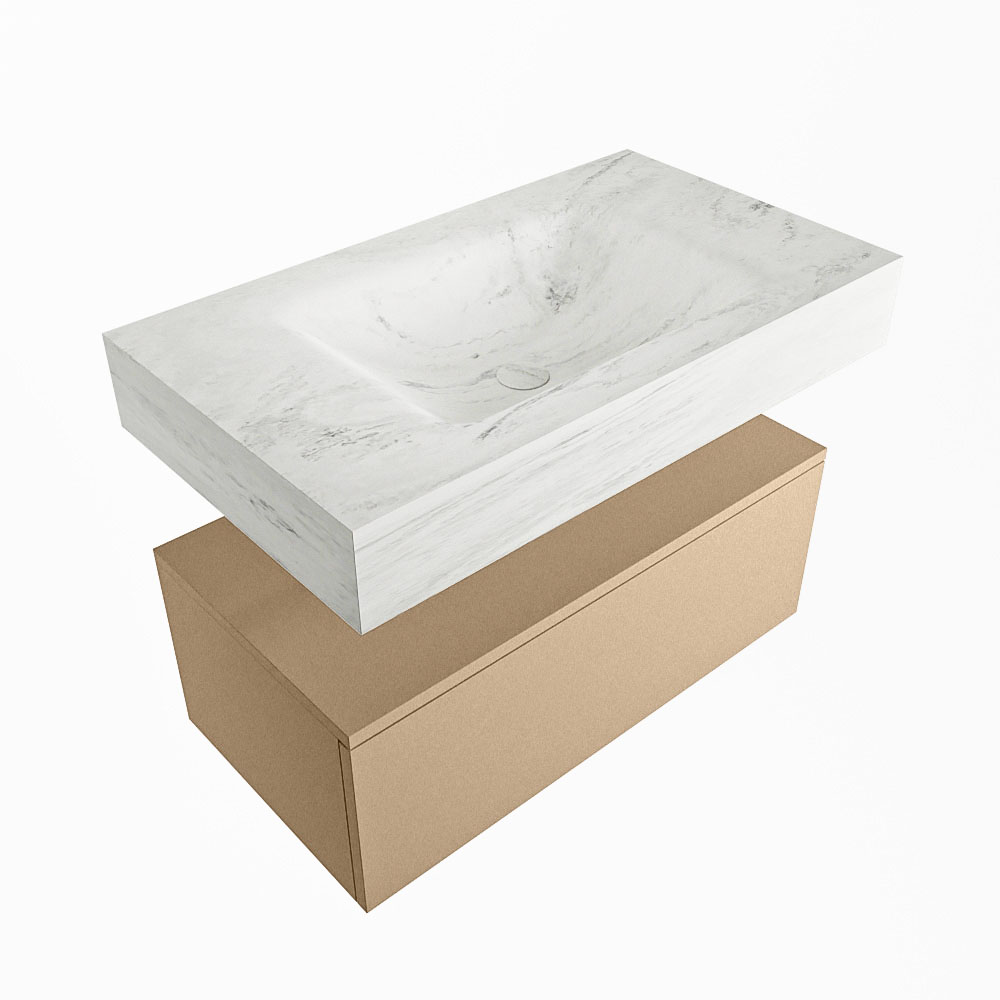 MONDIAZ ALAN-DLUX 80cm mueble de baño Oro 1 cajón. Lavabo CLOUD Centro sin orificios color Opalo. 5 MONDIAZ ALAN-DLUX 80cm mueble de baño Oro 1 cajón. Lavabo CLOUD Centro sin orificios color Opalo. - Imagen 5