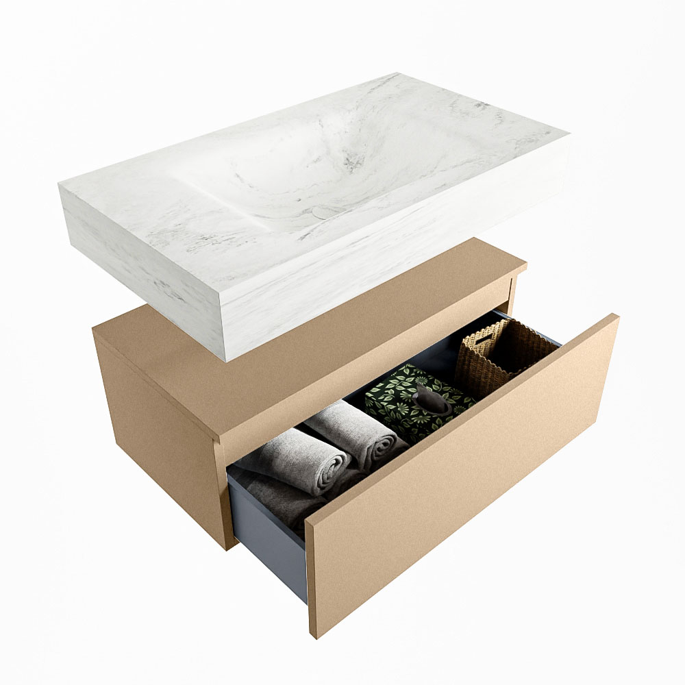 MONDIAZ ALAN-DLUX 80cm mueble de baño Oro 1 cajón. Lavabo CLOUD Centro sin orificios color Opalo. 6 MONDIAZ ALAN-DLUX 80cm mueble de baño Oro 1 cajón. Lavabo CLOUD Centro sin orificios color Opalo. - Imagen 6