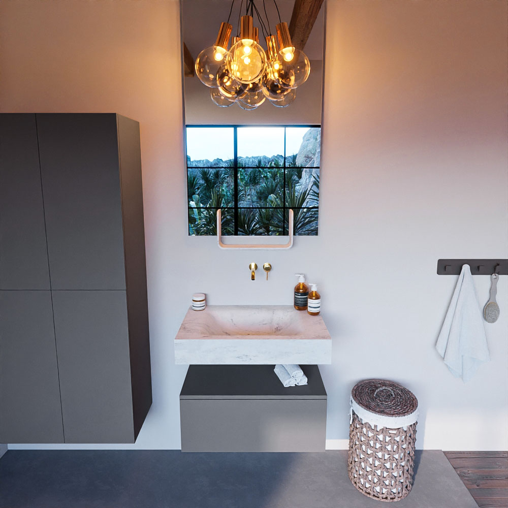 MONDIAZ ALAN-DLUX 70cm mueble de baño Plata 1 cajón. Lavabo CLOUD Centro sin orificios color Opalo. 2 MONDIAZ ALAN-DLUX 70cm mueble de baño Plata 1 cajón. Lavabo CLOUD Centro sin orificios color Opalo. - Imagen 2