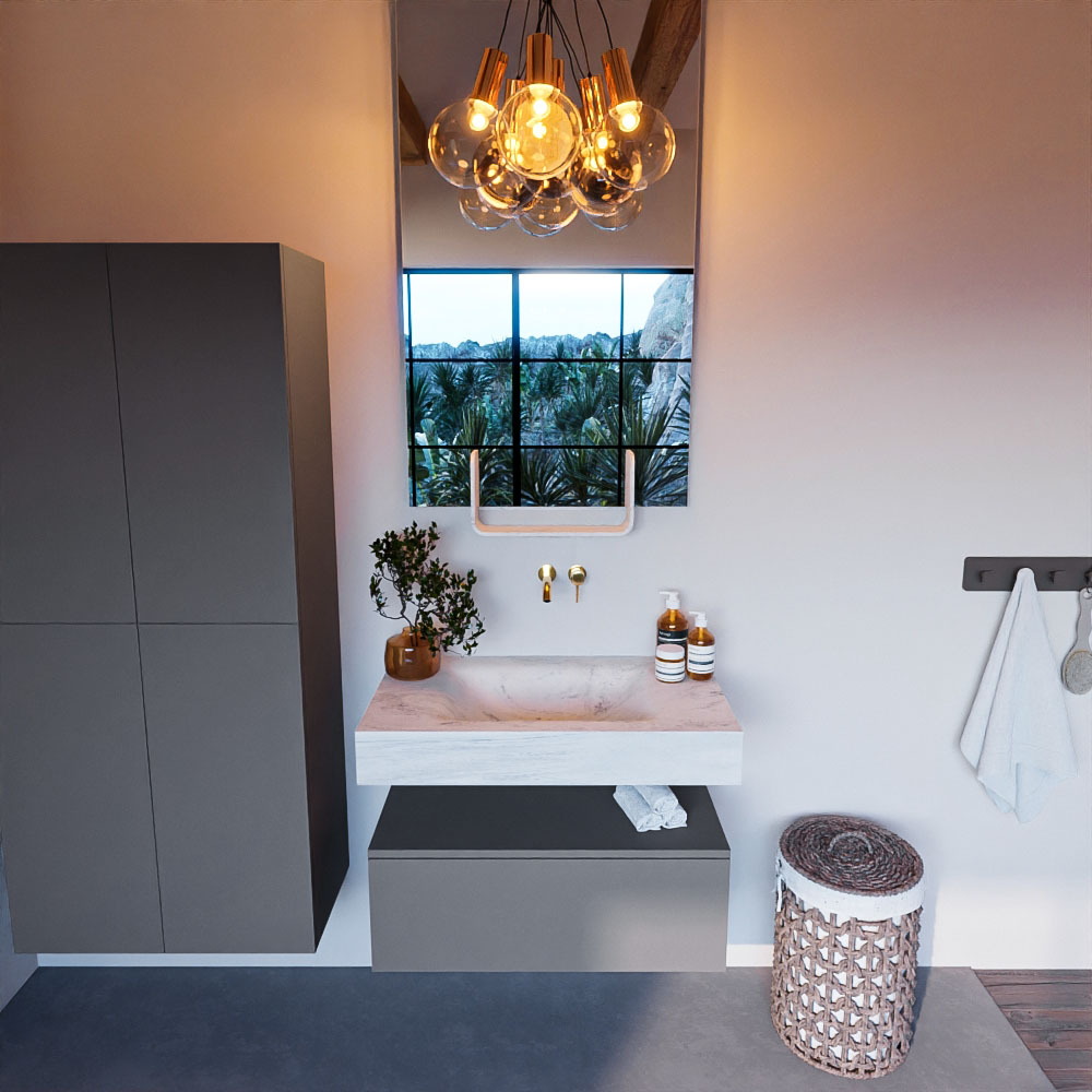 MONDIAZ ALAN-DLUX 80cm mueble de baño Plata 1 cajón. Lavabo CLOUD Centro sin orificios color Opalo. 2 MONDIAZ ALAN-DLUX 80cm mueble de baño Plata 1 cajón. Lavabo CLOUD Centro sin orificios color Opalo. - Imagen 2