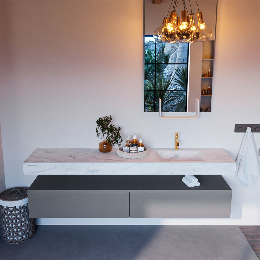 MONDIAZ ALAN-DLUX 200cm mueble de baño Plata 2 cajones. Lavabo CLOUD Derecho 1 orificio color Opalo. 2 MONDIAZ ALAN-DLUX 200cm mueble de baño Plata 2 cajones. Lavabo CLOUD Derecho 1 orificio color Opalo. - Imagen 2