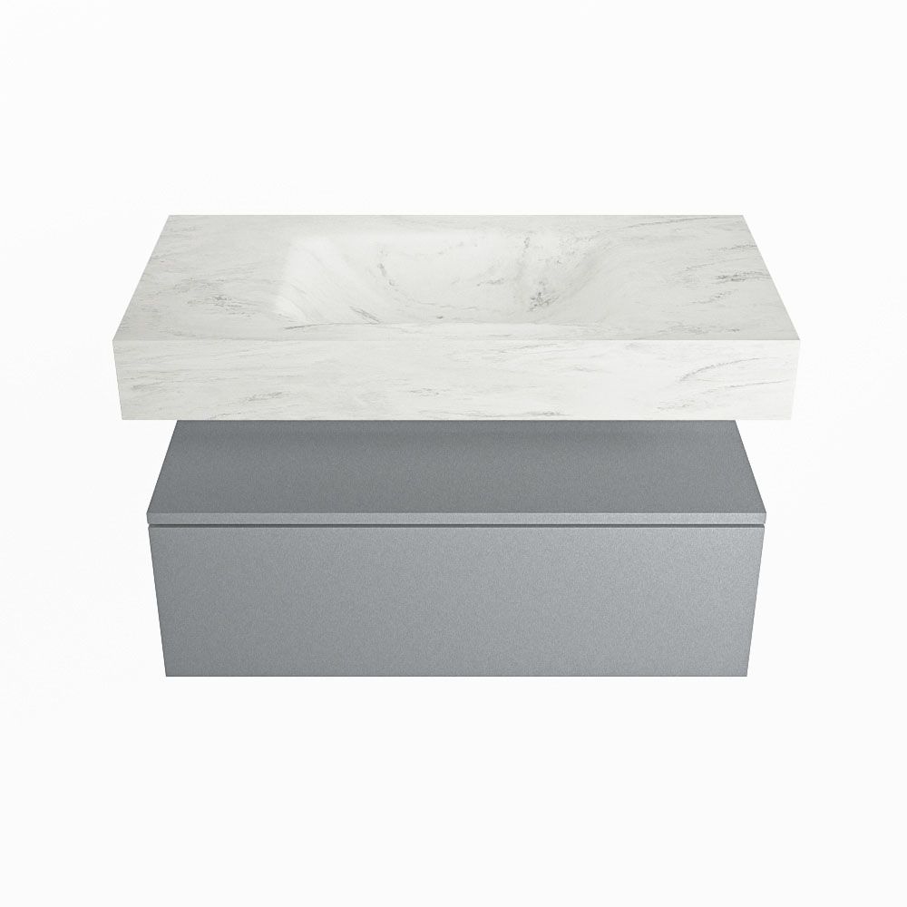 MONDIAZ ALAN-DLUX 90cm mueble de baño Plata 1 cajón. Lavabo CLOUD Centro 1 orificio color Opalo. 4 MONDIAZ ALAN-DLUX 90cm mueble de baño Plata 1 cajón. Lavabo CLOUD Centro 1 orificio color Opalo. - Imagen 4
