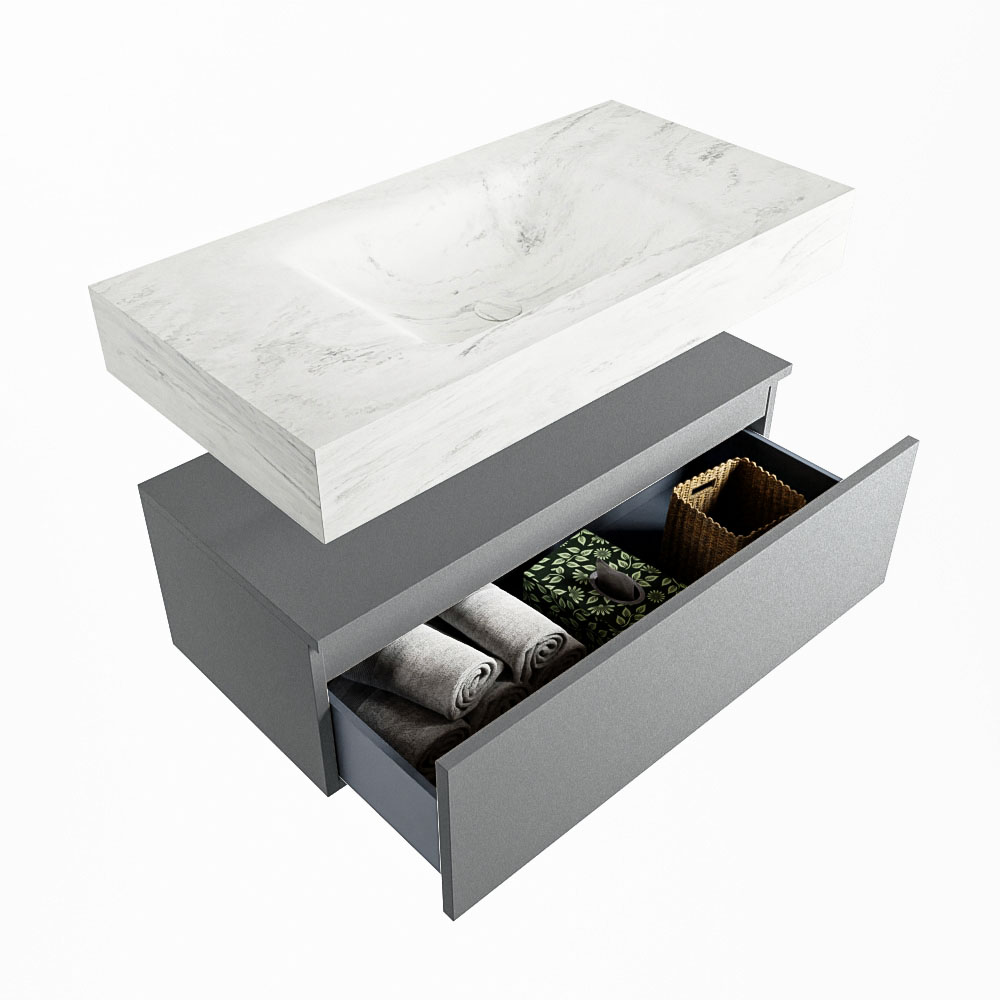 MONDIAZ ALAN-DLUX 90cm mueble de baño Plata 1 cajón. Lavabo CLOUD Centro sin orificios color Opalo. 6 MONDIAZ ALAN-DLUX 90cm mueble de baño Plata 1 cajón. Lavabo CLOUD Centro sin orificios color Opalo. - Imagen 6