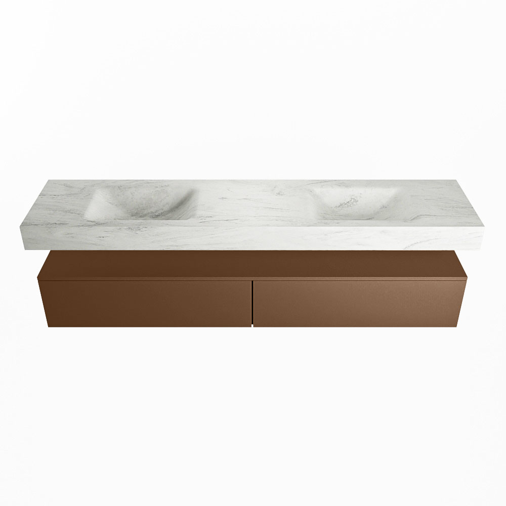 MONDIAZ ALAN-DLUX 200cm mueble de baño Rust 2 cajones. Lavabo CLOUD Doble sin orificios color Opalo. 4 MONDIAZ ALAN-DLUX 200cm mueble de baño Rust 2 cajones. Lavabo CLOUD Doble sin orificios color Opalo. - Imagen 4