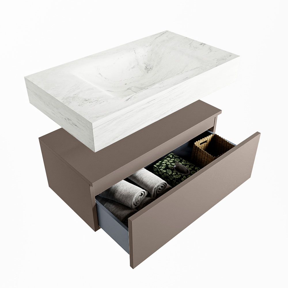 MONDIAZ ALAN-DLUX 80cm mueble de baño Smoke 1 cajón. Lavabo CLOUD Centro 1 orificio color Opalo. 6 MONDIAZ ALAN-DLUX 80cm mueble de baño Smoke 1 cajón. Lavabo CLOUD Centro 1 orificio color Opalo. - Imagen 6