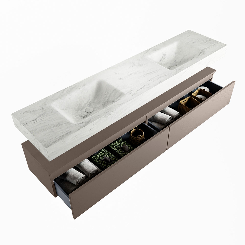 MONDIAZ ALAN-DLUX 200cm mueble de baño Smoke 2 cajones. Lavabo CLOUD Doble 2 orificios color Opalo. 6 MONDIAZ ALAN-DLUX 200cm mueble de baño Smoke 2 cajones. Lavabo CLOUD Doble 2 orificios color Opalo. - Imagen 6