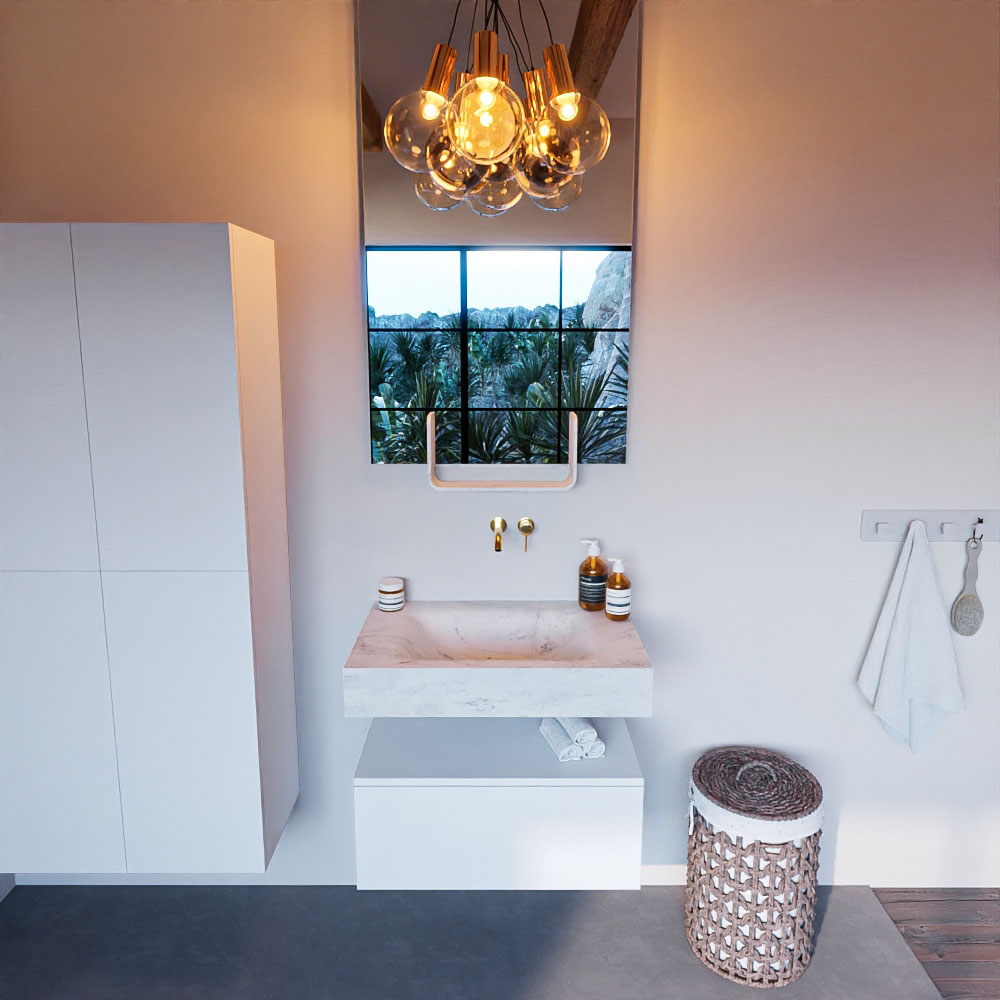 MONDIAZ ALAN-DLUX 70cm mueble de baño Talc 1 cajón. Lavabo CLOUD Centro sin orificios color Opalo. 2 MONDIAZ ALAN-DLUX 70cm mueble de baño Talc 1 cajón. Lavabo CLOUD Centro sin orificios color Opalo. - Imagen 2