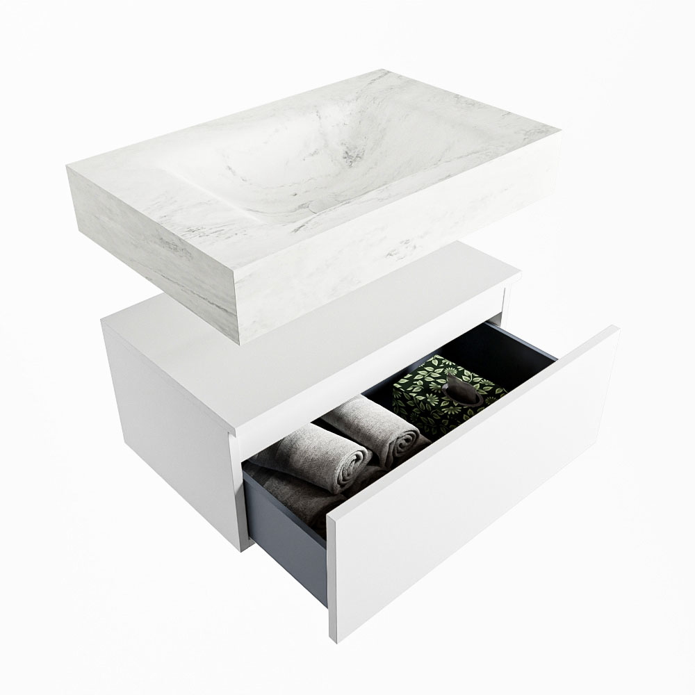 MONDIAZ ALAN-DLUX 70cm mueble de baño Talc 1 cajón. Lavabo CLOUD Centro sin orificios color Opalo. 6 MONDIAZ ALAN-DLUX 70cm mueble de baño Talc 1 cajón. Lavabo CLOUD Centro sin orificios color Opalo. - Imagen 6