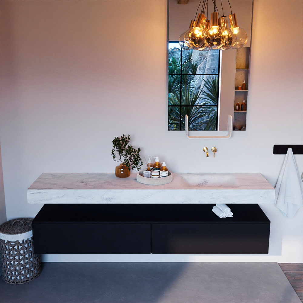 MONDIAZ ALAN-DLUX 200cm mueble de baño Urban 2 cajones. Lavabo CLOUD Derecho sin orificios color Opalo. 2 MONDIAZ ALAN-DLUX 200cm mueble de baño Urban 2 cajones. Lavabo CLOUD Derecho sin orificios color Opalo. - Imagen 2