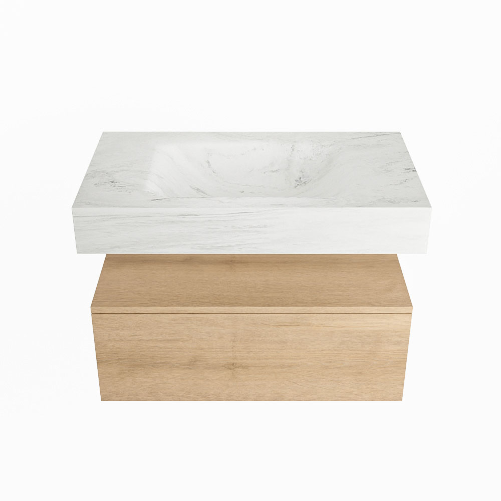 MONDIAZ ALAN-DLUX 80cm mueble de baño Washed Oak 1 cajón. Lavabo CLOUD Centro sin orificios color Opalo. 4 MONDIAZ ALAN-DLUX 80cm mueble de baño Washed Oak 1 cajón. Lavabo CLOUD Centro sin orificios color Opalo. - Imagen 4