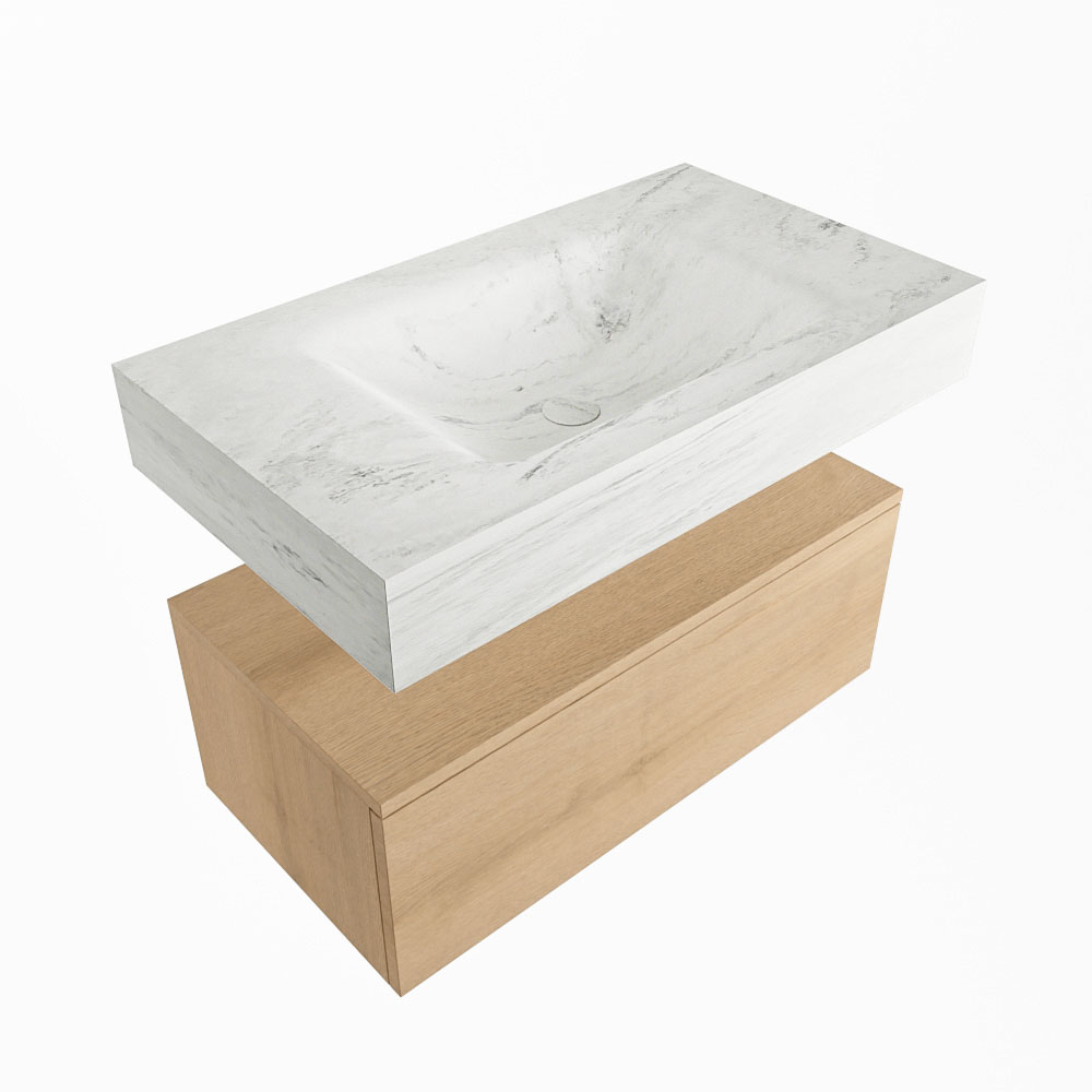 MONDIAZ ALAN-DLUX 80cm mueble de baño Washed Oak 1 cajón. Lavabo CLOUD Centro sin orificios color Opalo. 5 MONDIAZ ALAN-DLUX 80cm mueble de baño Washed Oak 1 cajón. Lavabo CLOUD Centro sin orificios color Opalo. - Imagen 5