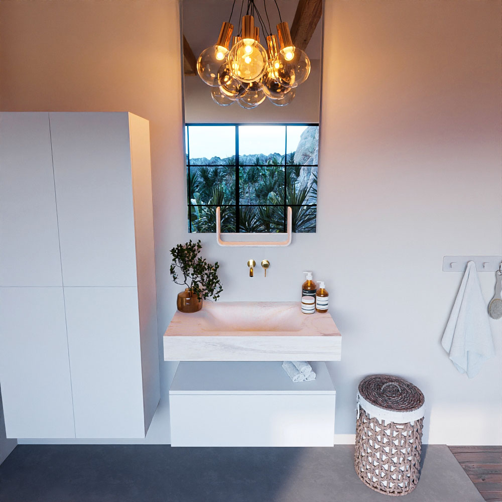 MONDIAZ ALAN-DLUX 80cm mueble de baño Talc 1 cajón. Lavabo CLOUD Centro sin orificios color Ostra. 2 MONDIAZ ALAN-DLUX 80cm mueble de baño Talc 1 cajón. Lavabo CLOUD Centro sin orificios color Ostra. - Imagen 2