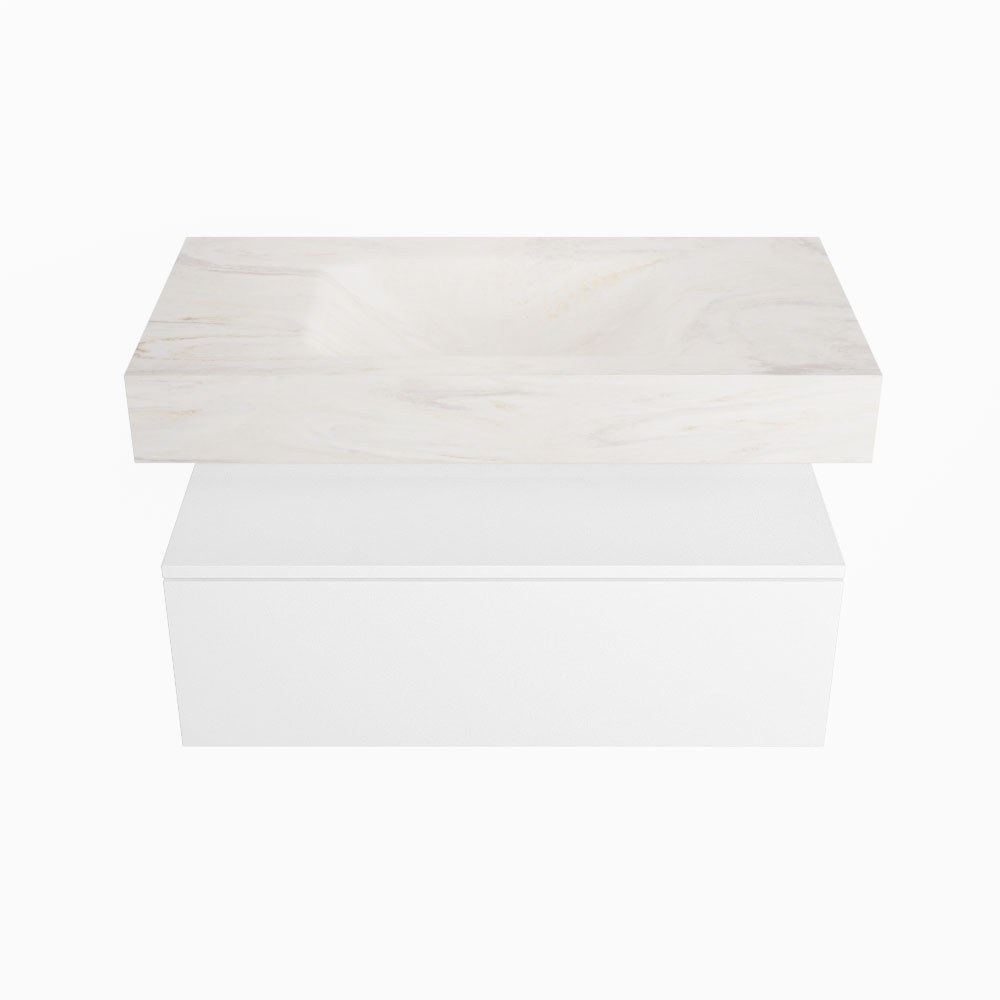 MONDIAZ ALAN-DLUX 90cm mueble de baño Talc 1 cajón. Lavabo CLOUD Centro 1 orificio color Ostra. 4 MONDIAZ ALAN-DLUX 90cm mueble de baño Talc 1 cajón. Lavabo CLOUD Centro 1 orificio color Ostra. - Imagen 4