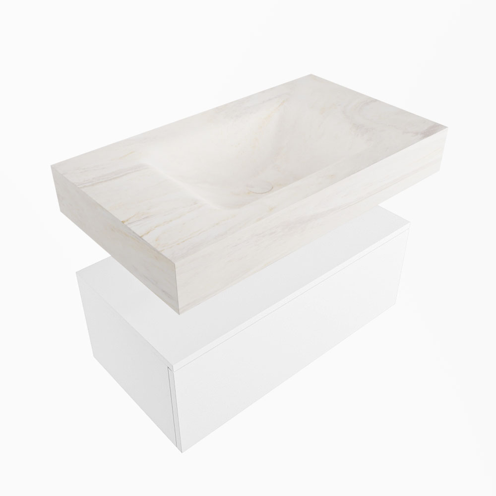 MONDIAZ ALAN-DLUX 80cm mueble de baño Talc 1 cajón. Lavabo CLOUD Centro sin orificios color Ostra. 5 MONDIAZ ALAN-DLUX 80cm mueble de baño Talc 1 cajón. Lavabo CLOUD Centro sin orificios color Ostra. - Imagen 5