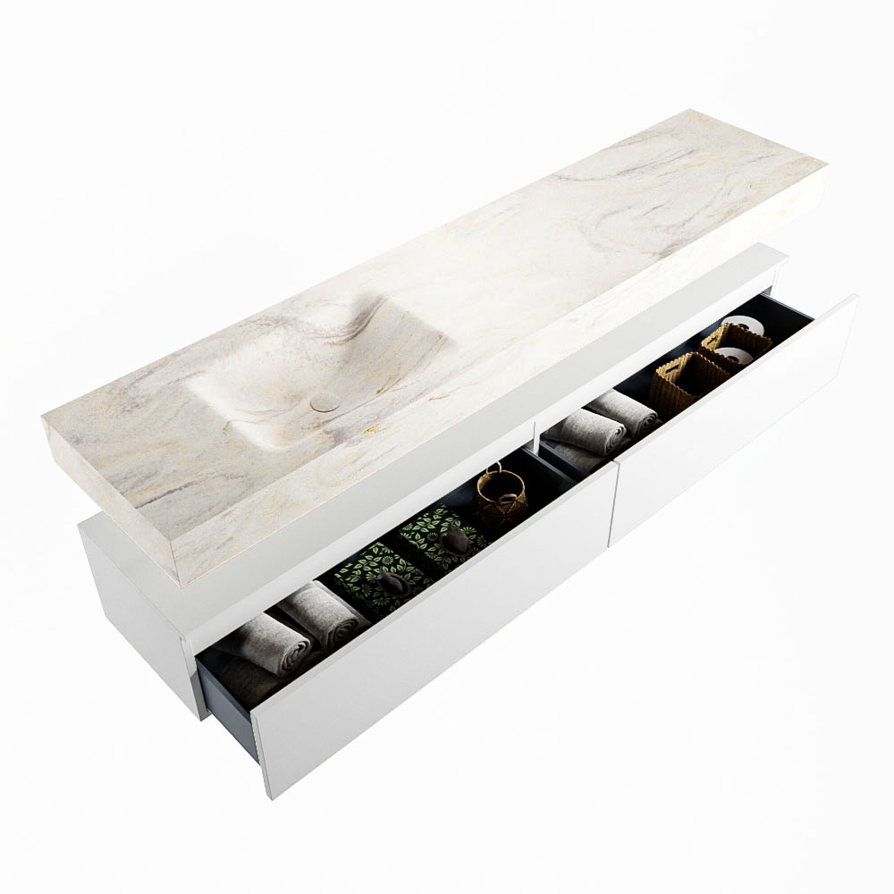 MONDIAZ ALAN-DLUX 200cm mueble de baño Talc 2 cajones. Lavabo CLOUD Izquierda sin orificios color Ostra. 6 MONDIAZ ALAN-DLUX 200cm mueble de baño Talc 2 cajones. Lavabo CLOUD Izquierda sin orificios color Ostra. - Imagen 6