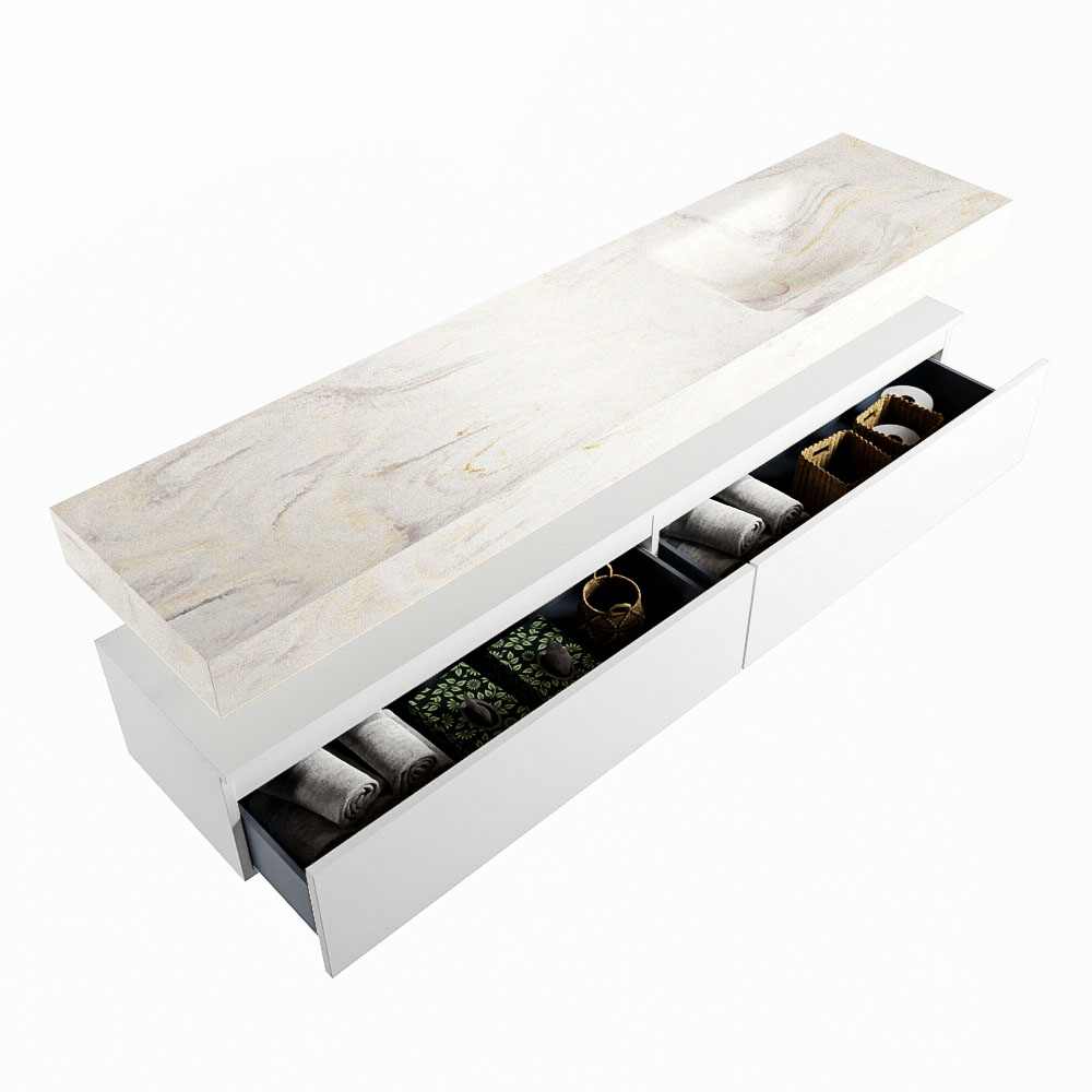 MONDIAZ ALAN-DLUX 200cm mueble de baño Talc 2 cajones. Lavabo CLOUD Derecho sin orificios color Ostra. 6 MONDIAZ ALAN-DLUX 200cm mueble de baño Talc 2 cajones. Lavabo CLOUD Derecho sin orificios color Ostra. - Imagen 6