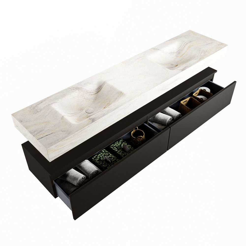 MONDIAZ ALAN-DLUX 200cm mueble de baño Urban 2 cajones. Lavabo CLOUD Doble 2 orificios color Ostra. 6 MONDIAZ ALAN-DLUX 200cm mueble de baño Urban 2 cajones. Lavabo CLOUD Doble 2 orificios color Ostra. - Imagen 6