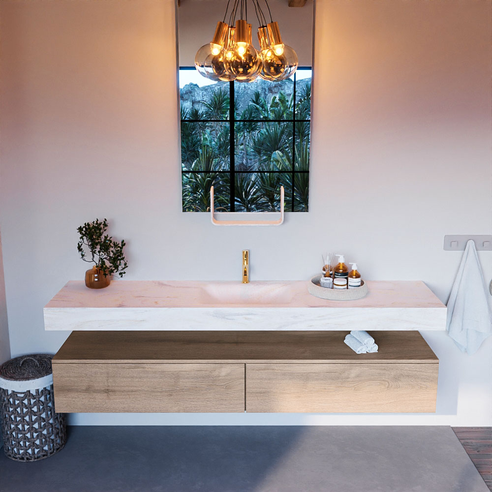 MONDIAZ ALAN-DLUX 200cm mueble de baño Washed Oak 2 cajones. Lavabo CLOUD Centro 1 orificio color Ostra. 2 MONDIAZ ALAN-DLUX 200cm mueble de baño Washed Oak 2 cajones. Lavabo CLOUD Centro 1 orificio color Ostra. - Imagen 2