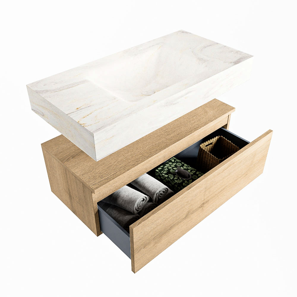 MONDIAZ ALAN-DLUX 90cm mueble de baño Washed Oak 1 cajón. Lavabo CLOUD Centro 1 orificio color Ostra. 6 MONDIAZ ALAN-DLUX 90cm mueble de baño Washed Oak 1 cajón. Lavabo CLOUD Centro 1 orificio color Ostra. - Imagen 6