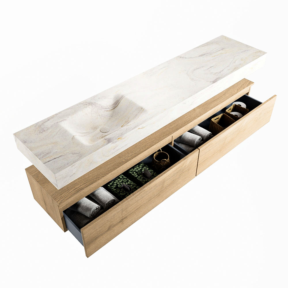 MONDIAZ ALAN-DLUX 200cm mueble de baño Washed Oak 2 cajones. Lavabo CLOUD Izquierda 1 orificio color Ostra. 6 MONDIAZ ALAN-DLUX 200cm mueble de baño Washed Oak 2 cajones. Lavabo CLOUD Izquierda 1 orificio color Ostra. - Imagen 6