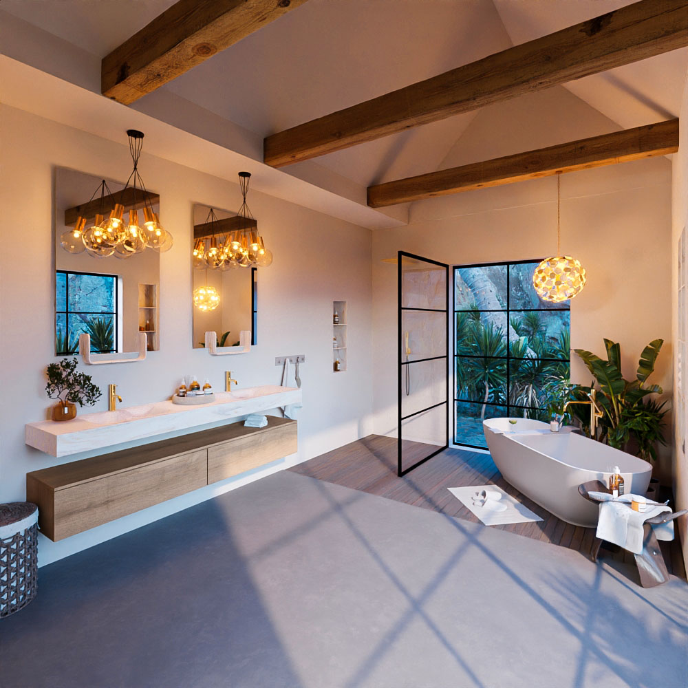 MONDIAZ ALAN-DLUX 200cm mueble de baño Washed Oak 2 cajones. Lavabo CLOUD Doble 2 orificios color Ostra. 3 MONDIAZ ALAN-DLUX 200cm mueble de baño Washed Oak 2 cajones. Lavabo CLOUD Doble 2 orificios color Ostra. - Imagen 3