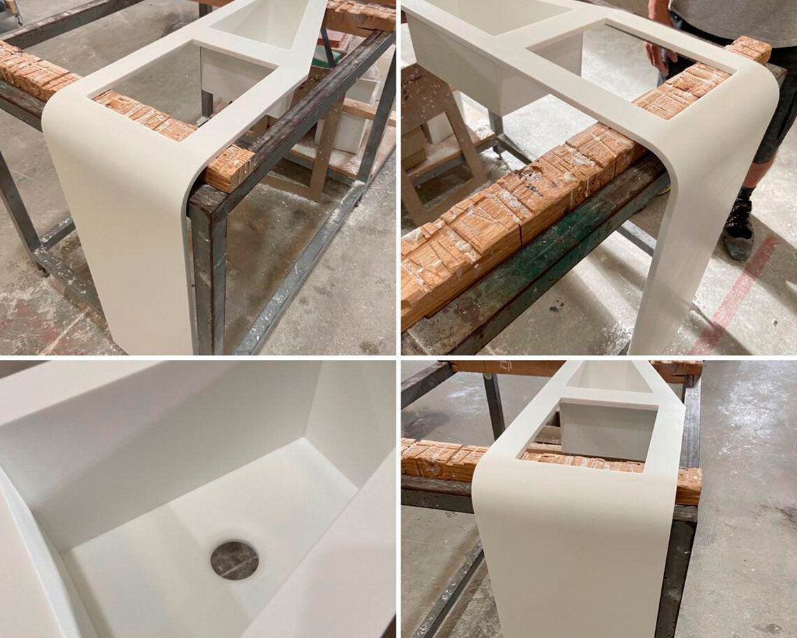 Cocina camper con encimera de Krion y fregadero integrado