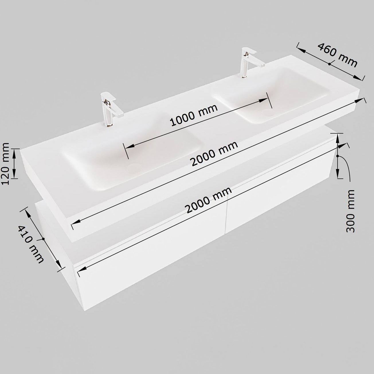MONDIAZ ALAN-DLUX 200cm mueble de baño Smoke 2 cajones. Lavabo CLOUD Doble 2 orificios color Opalo. 8 MONDIAZ ALAN-DLUX 200cm mueble de baño Smoke 2 cajones. Lavabo CLOUD Doble 2 orificios color Opalo. - Imagen 8