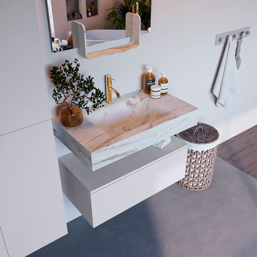 MONDIAZ ALAN-DLUX 80cm mueble de baño Cale 1 cajón. Lavabo CLOUD Centro 1 orificio color Frappe. 1 MONDIAZ ALAN-DLUX 80cm mueble de baño Cale 1 cajón. Lavabo CLOUD Centro 1 orificio color Frappe.