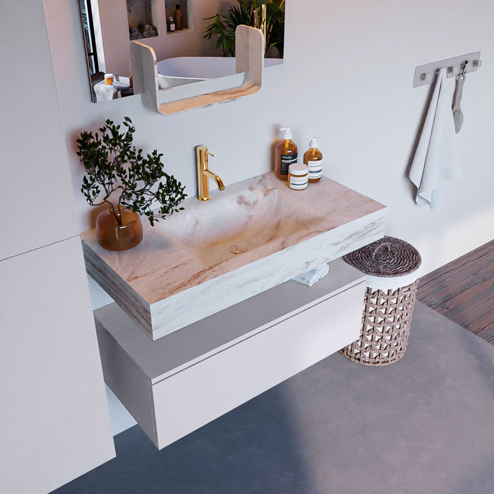 MONDIAZ ALAN-DLUX 90cm mueble de baño Cale 1 cajón. Lavabo CLOUD Centro 1 orificio color Frappe. 1 MONDIAZ ALAN-DLUX 90cm mueble de baño Cale 1 cajón. Lavabo CLOUD Centro 1 orificio color Frappe.